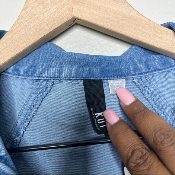 NEW Kut from the Kloth‎ Women Romper XS Blue Chambray Denim Arabella Shorts Belt - Picture 8 of 10